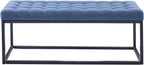 Porthos Home Vera Side Bench with Fabric Upholstery and Metal Frame