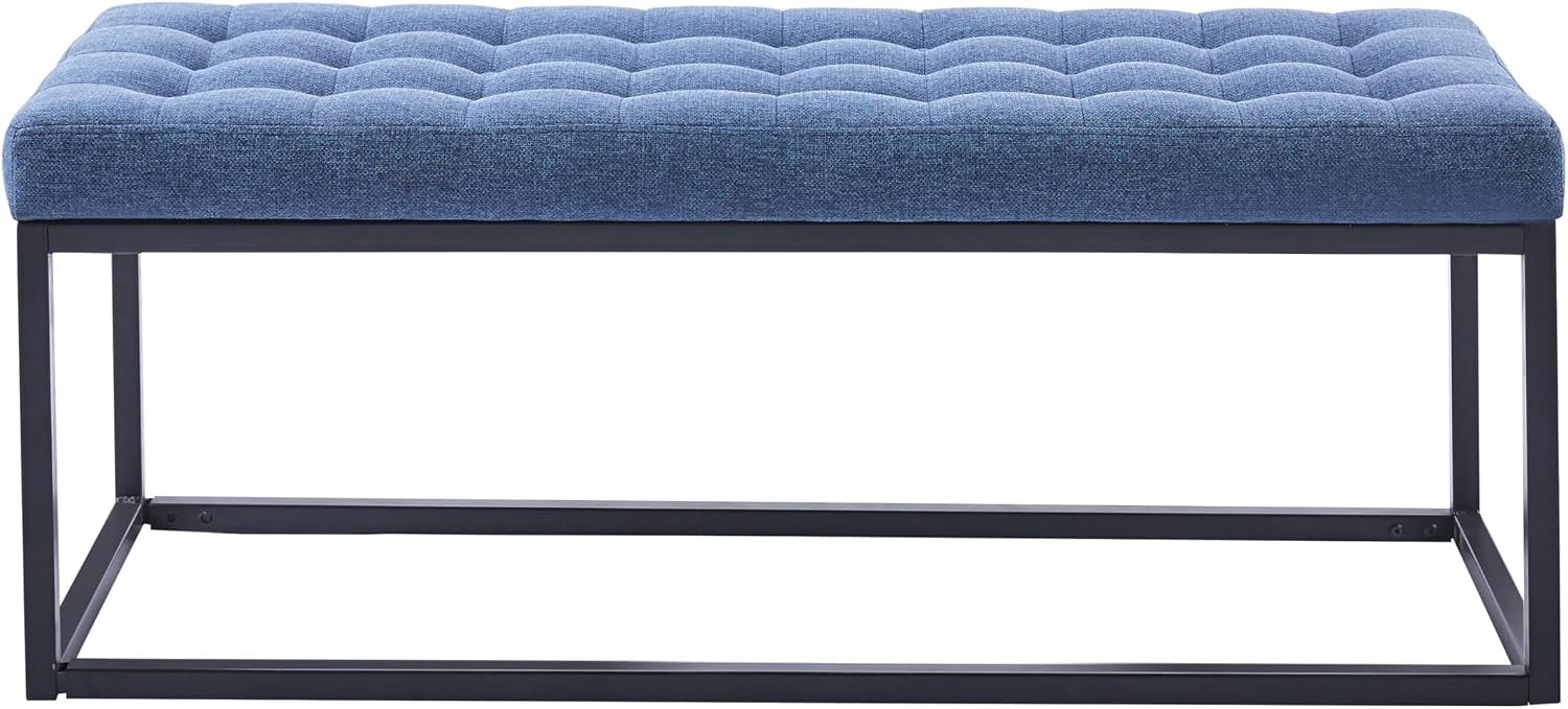 Porthos Home Vera Side Bench with Fabric Upholstery and Metal Frame