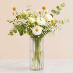 Sandraheer 6-Pack 8 Inch Glass Ribbed Cylinder Vases, Clear Hurricane Floating Candle Holders & Flower Vases for Wedding Centerpieces, Home Décor
