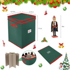 Christmas Nutcracker and Figurine Storage Box, Keeps 9 16" Tall Holiday Nutcrackers, Figurines, and More -Xmas Decor Collectible Organizer with Adjustable Dividers, 600D Oxford Fabric Tear-Proof