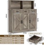 Farmhouse Sideboard Buffet with Microwave Stand,Varied Storage with Drawers and Cabinets, Easy Assembly, Versatile Use for Kitchen and Living Room