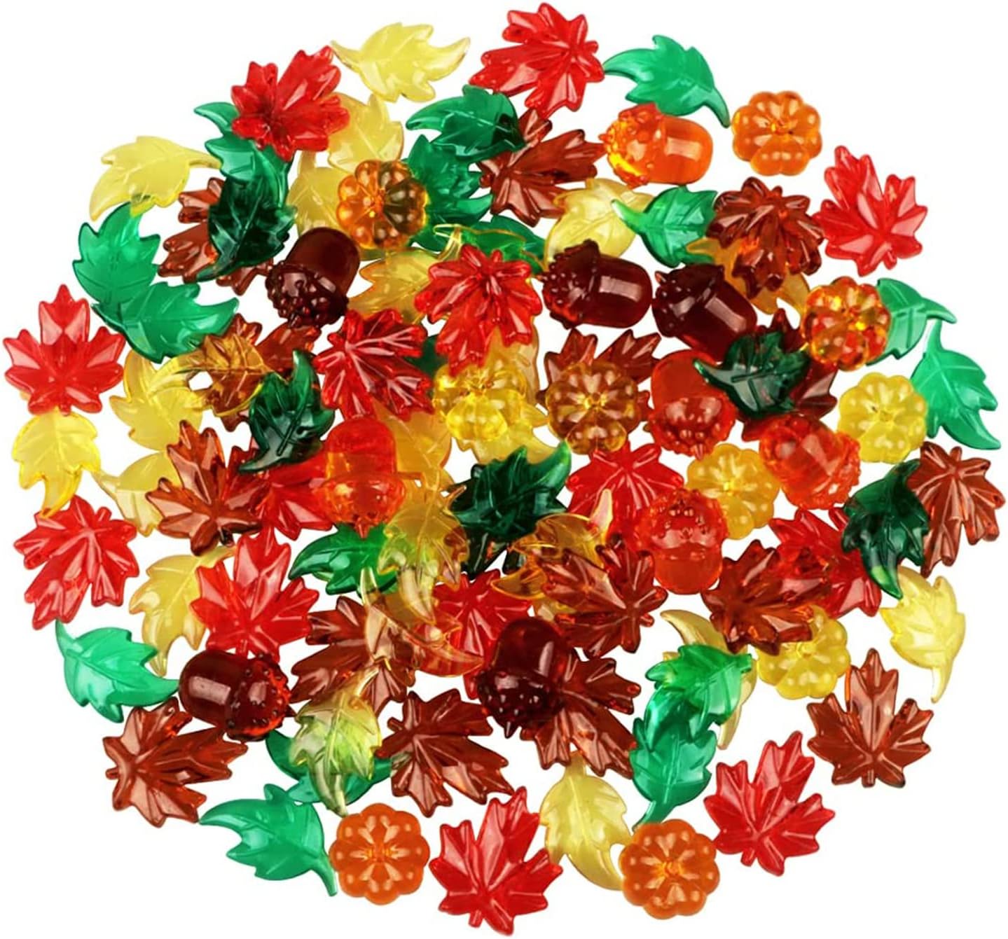 Jangostor 200 PCS Acrylic Leaves Mini Pumpkins Acorns Maple Leaves Acrylic Fall Decorations, Thanksgiving Table Scatter Fall Vase Filler Gems for DIY Crafts, Home, Thanksgiving and Autumn Decoration