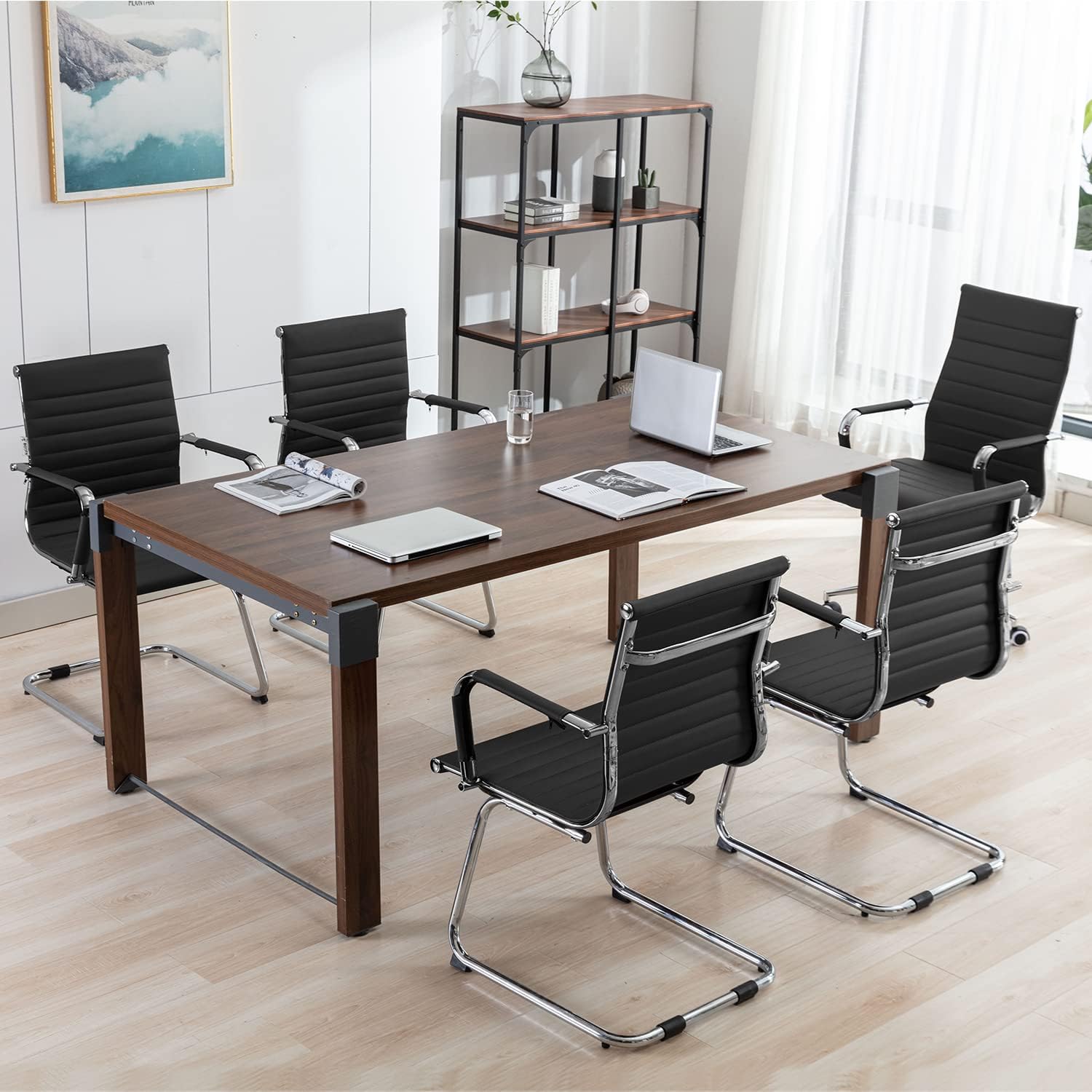 Okeysen Conference Room Chairs Set of 2, Waiting Room Office Guest Chairs, Reception Chairs with Mid Back & Sled Base