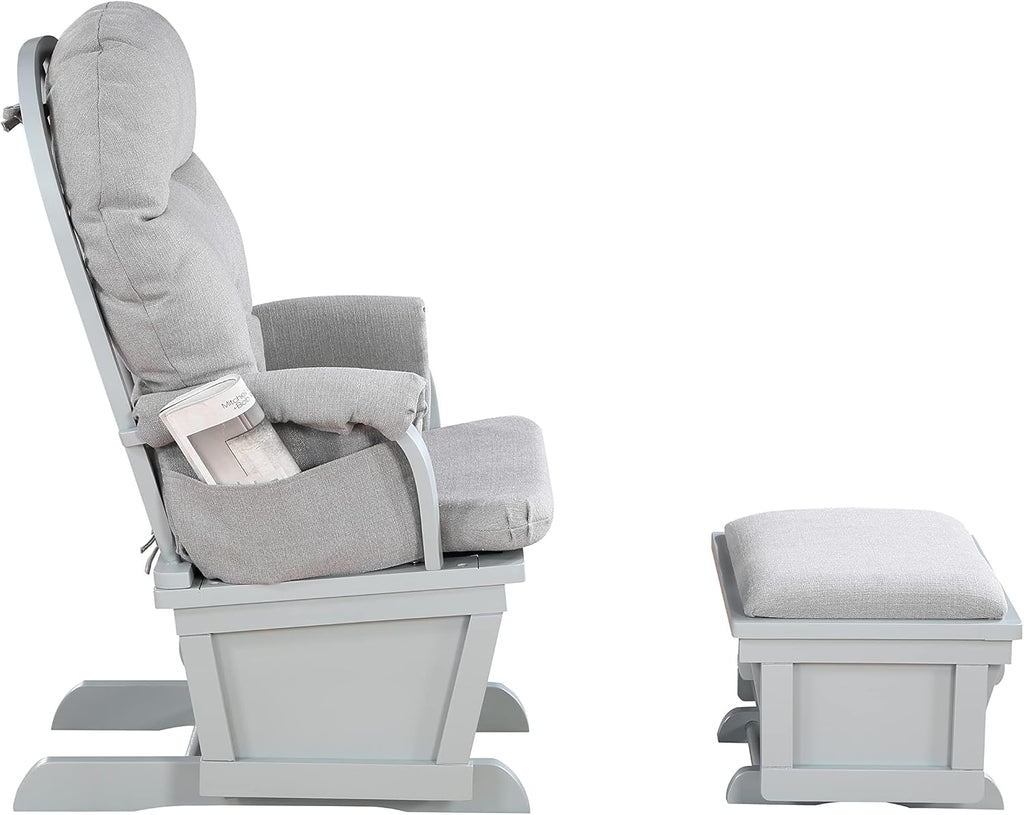 Suite Bebe Maya Glider and Ottoman in Gray Wood and Oyster Gray Fabric