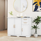 Kitchen Buffet Cabinet, Modern Sideboard with Drawers & Adjustable Shelves, Wooden Credenzas for Living Room, 40" Console Cabinet for Dining Room, Coffee Bar, Entryway (White)