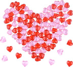 FEPITO 214Pcs Acrylic Hearts Red Pink Heart Valentines Day Vase Filler 0.87Inch Heart for Valentine's Day Table Home Decorations Wedding Decorations