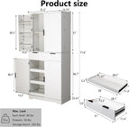 71.6'' Kitchen Pantry Cabinet, Fluted Storage Cabinet with 4 Doors + 6 Door Storage Shelves + 3 Sliding Shelves + 1 Drawer, Freestanding Wood Cupboard for Dining Room, Living Room, Bathroom