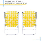 Vasitelan Patio Lawn Chairs Folding Chairs Set of 2, Webbed Folding Chair Outdoor Beach Chair Portable Camping Chair for Yard, Garden (Yellow & White)