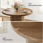 Tribesigns 31.5-Inch Round Dining Table for 2-4 People, Small Kitchen Table with Sturdy Base for Dining Room, Living Room (Brown)