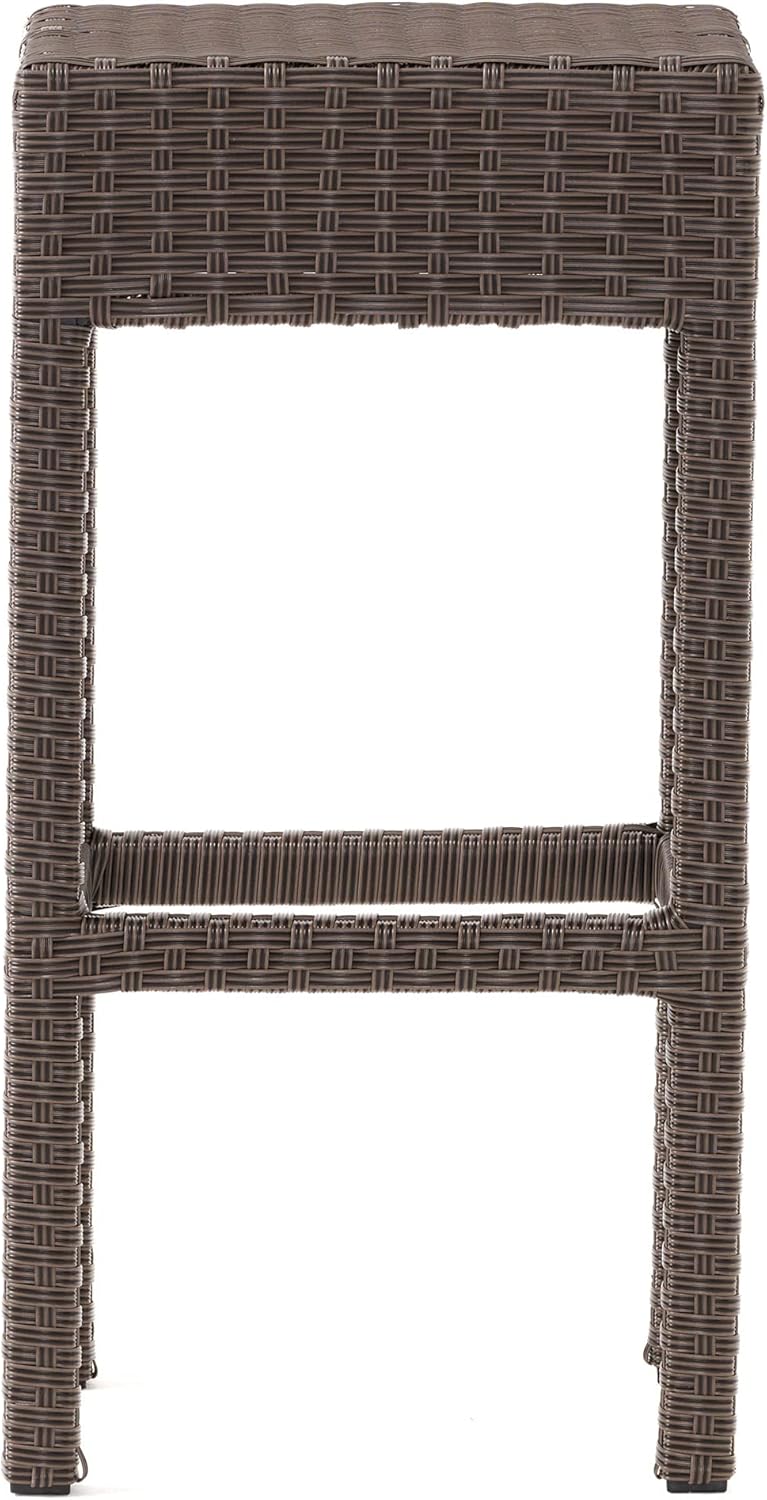 Christopher Knight Home Milton Outdoor Wicker Backless Bar Stools, 2-Pcs Set, Dark Brown