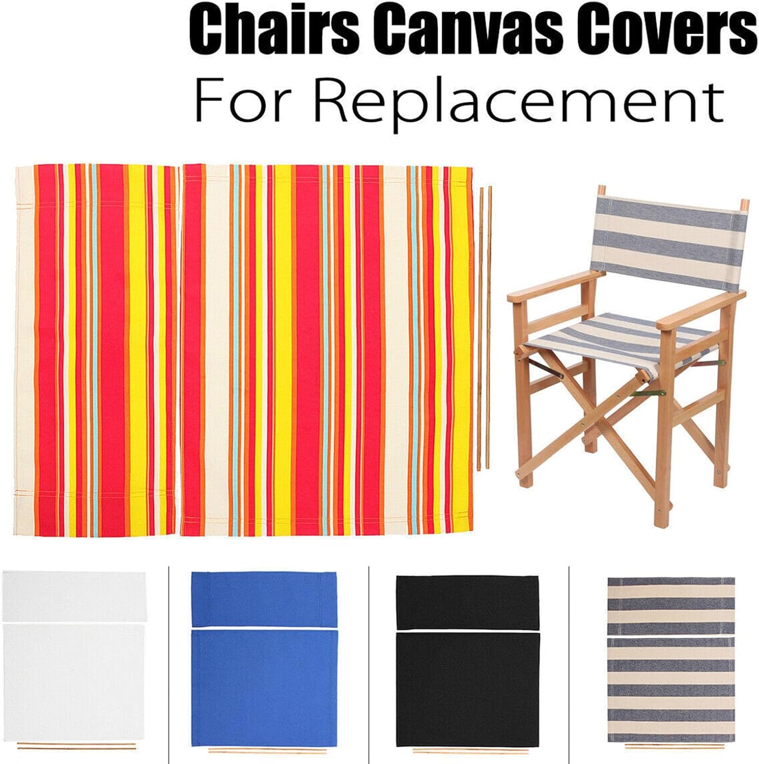 Khakho Directors Chair Canvas Replacement, Movie Chair, Replacement Canvas Seat and Back for Home