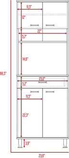 Della 60 Kitchen Pantry with Countertop, White - Open & Closed Storage, Microwave Stand
