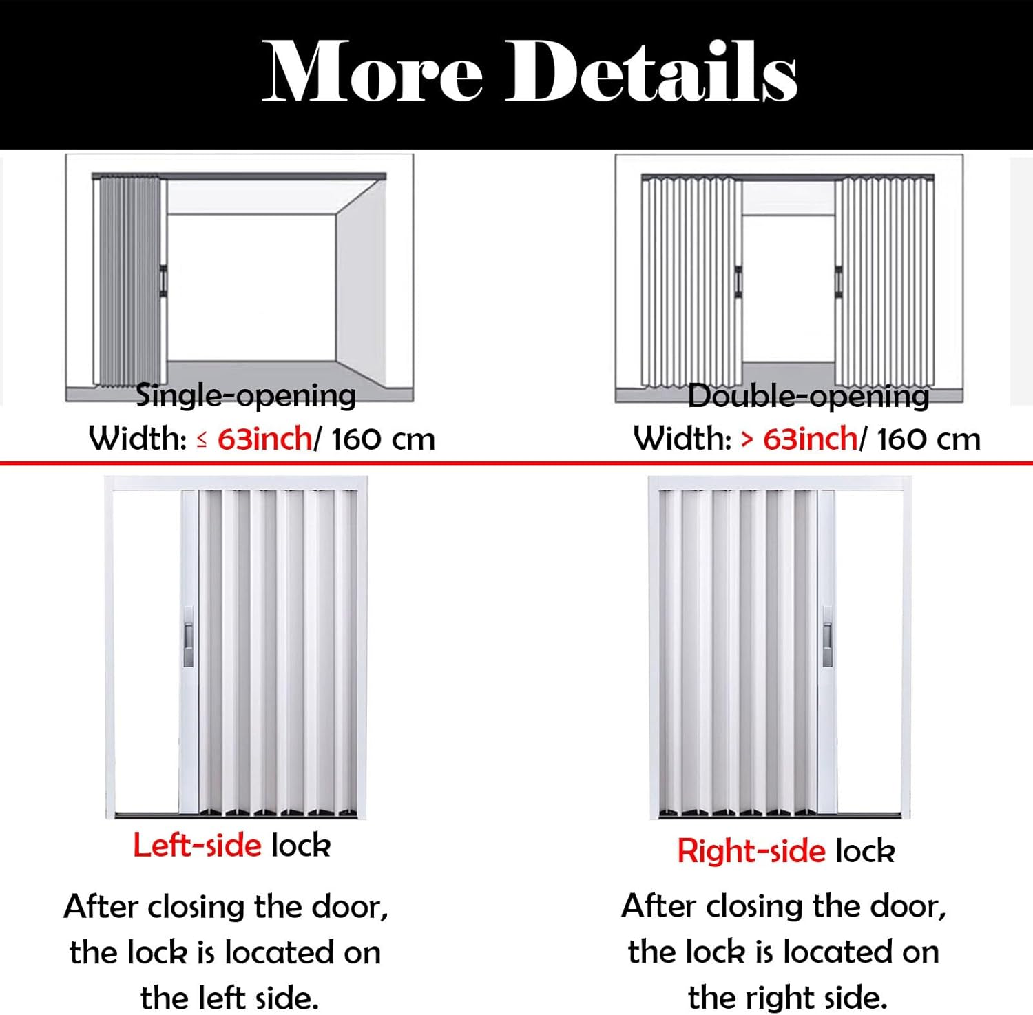 Foldable Laundry Room Door for Space Saving, Customizable Sliding Accordion Doors for Bedroom/Kitchen/Study Room, Waterproof & Easy to Install