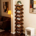 9-Tier Pre-Assembled Bamboo Storage Rack — A Space-Saving Shoe Organizer Perfect for Entryways, Closets, and Dorm Rooms.