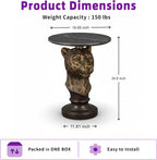 Leopard Head Accent Table with Faux Marble Top & Lifelike Texture, Animal Statue End Table with Easy Assembly for Living Room Hallway Decor