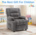 BOSMILLER Kids Recliner Chair， Push Back Toddler Recliner with Cup Holders & Side Pockets， Adjustable Footrest & Headrest Kids Sofa for Boys Girls 3+ Age Group
