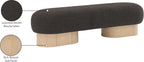 Meridian Furniture 22001Brown Robertson Collection Art Deco Bench with Luxurious Brown Boucle Fabric and Rich Natural Oak Finish, 60.5" W x 18" D x 16" H, Brown