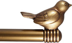 3/4-inch Cute Decorative Bird Adjustable Window Treatment Curtain Single Rod Set, 28" to 48" - Renaissance Gold