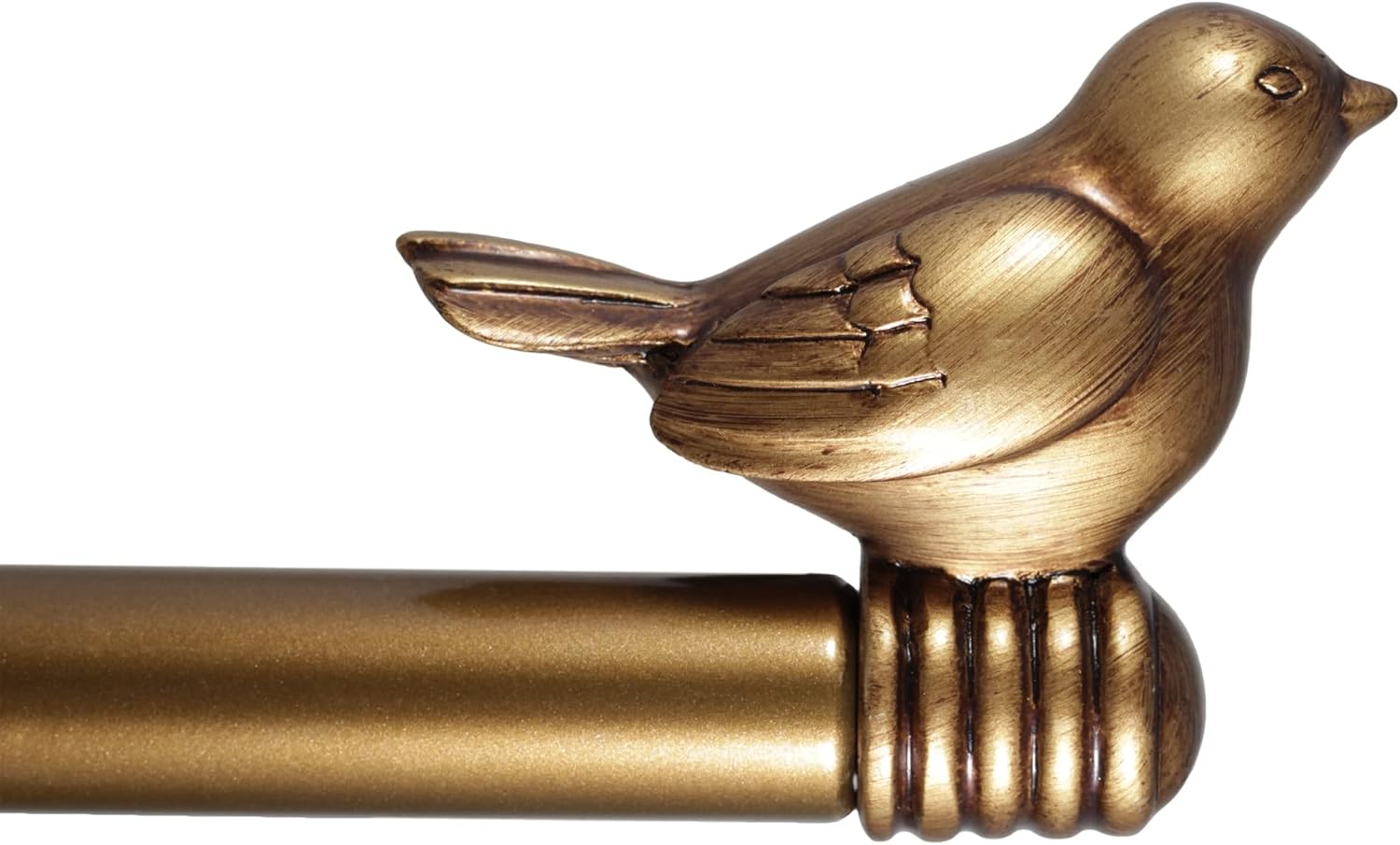 3/4-inch Cute Decorative Bird Adjustable Window Treatment Curtain Single Rod Set, 28" to 48" - Renaissance Gold