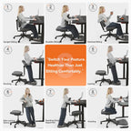 Newtral Standing Desk Chair, Standing Mate Chair for Sit-Stand, Ergonomic Leaning Perch Chair with Anti-Fatigue Mat, Standing Stool, Saddle Chair, Height Adjustable Home Office Posture Seat-MT-M-DG