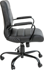 EMMA + OLIVER Mid-Back Black LeatherSoft Executive Swivel Office Chair with Black Frame/Arms