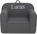 Delta Children Personalized Cozee Chair – Customize with Name – Foam Kids Chair for Ages 18 Months and Up, Dark Grey