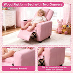 Toddler Recliner Chair for Kids Ages 1-4 – PU Leather Upholstered Kids Sofa with Cup Holder, Adjustable Backrest & Footrest, Comfortable Single Armchair for Boys & Girls Bedroom Living Room (Pink)