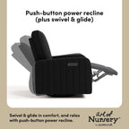 Storkcraft Kyoto Deluxe Extra-Wide Power Recliner Swivel Glider – Premium Electronic Nursery Wide Glider Rocking Chair, Oeko-TEX 100 Certified, Includes Dual-USB Charging Port (Black Boucle)