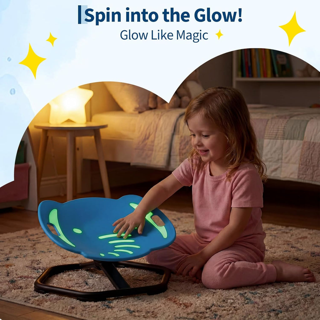 Garvee Spinning Chair for Autistic Kids, Multifunctional Sensory Chair, Glow-in-the-Dark Elephant Swivel Seat, Balance Training Sit and Spin Toy for ADHD, Ideal Gift for Autistic Boys, Ages 3+