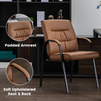 Office Guest Reception Chair Set of 2, Conference Room Chairs Waiting Room Chairs 2 Pack, Modern Leather Office Desk Chair No Wheels.