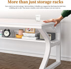 47 inch Computer Desk, Home Office Desk with Storage Shelf, Sturdy U-Shaped Metal Frame Study Table with Cable Management, Gaming Desk for Office & Bedroom, White