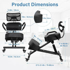 Ergonomic Kneeling Chair with Back Support, Height Adjustable Stool for Home and Office, PU Kneeling Chair for Desk to Relieve Back Discomfort, Thick Moulded Foam Cushions Brake Casters