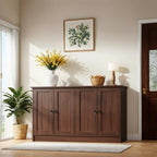 holzart Rustic Brown Buffet Cabinet with Storage, 49" Farmhouse Kitchen Sideboard with 4 Doors, Industrial Coffee Bar Cabinet & Console Table for Dining Room, Living Room