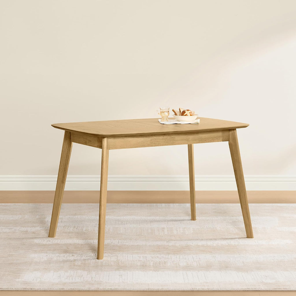 CHITA 47"-59" Extendable Dining Room Table for 4, Modern Wood Dining Table for Small Spaces, Kitchen, Space Saving Hidden Leaves, Solid Rubberwood Frame, Oak Veneer