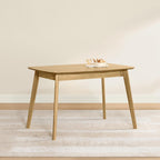 CHITA 47"-59" Extendable Dining Room Table for 4, Modern Wood Dining Table for Small Spaces, Kitchen, Space Saving Hidden Leaves, Solid Rubberwood Frame, Oak Veneer