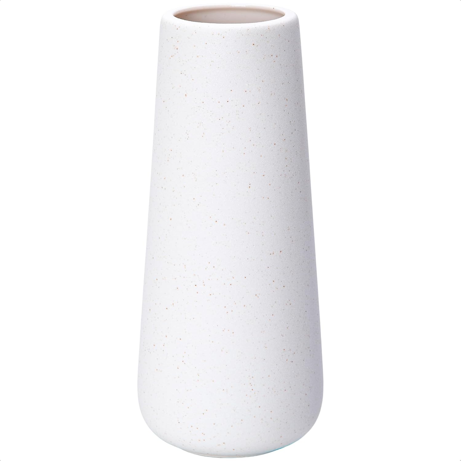 D'vine Dev 11 Inch Ceramic Flower Vase Textured Finishing, Minimalist Design for Kitchen, Bedroom, Living Room, Centerpieces, Office, Speckled Porcelain, VS-XH-G-2