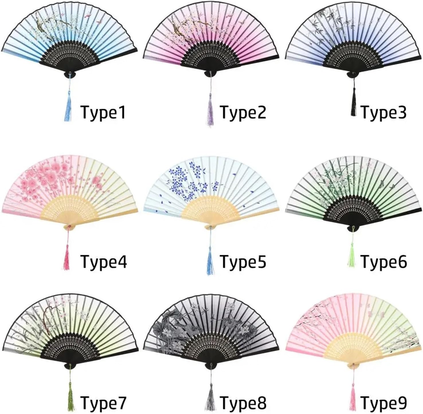 Retro Flower Pattern Home Decoration Elegant Folding Fan Painting Handheld Fan Dance Performance Props