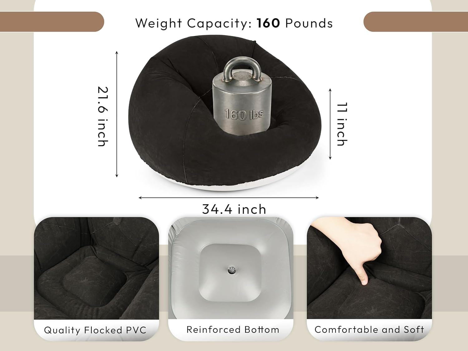 OLEEK Inflatable Bean Bag Chair with Electric air pumb 6PCS - Inflatable Chairs for Adults - Folding Outdoor Bean Bag Chair - Inflatable Chair for Kids - Inflatable Bean Bag Chairs Outdoor