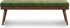 Poly & BARK Luca Fabric Bench – Tufted Upholstered Entryway or Bedroom Bench with Solid Wood Frame – Mid Century Inspired Seating in Fabric Green for Hallway, Living Room or End of Bed Use