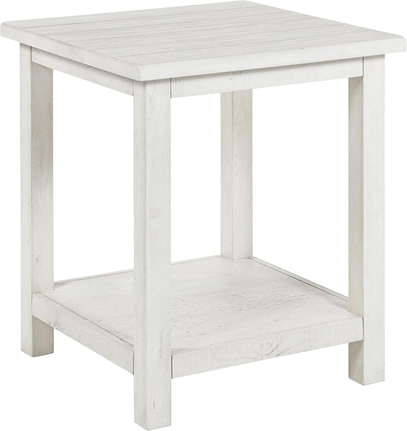 Coaster Home Furnishings - Payne - Wood - Square End Table with Lower Shelf, Open Storage and Rustic Style - Living Room - 20-Inch - White - 710556