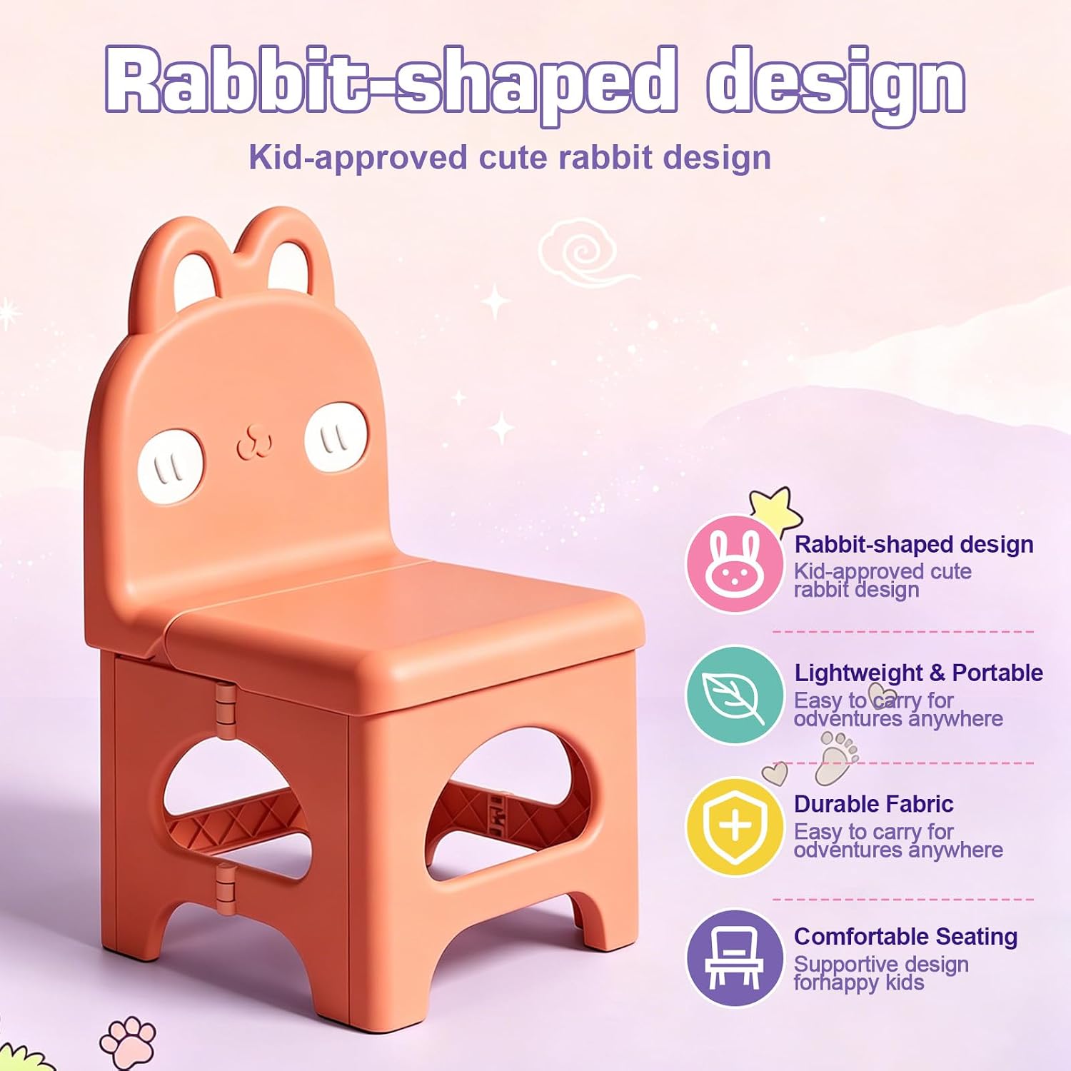 Red Kids Folding Chair Easy to Store, Suitable for Ages 3+ | This foldable chair helps correct poor sitting posture. Stylish, sturdy and easy to store. Applicable to any occasion.