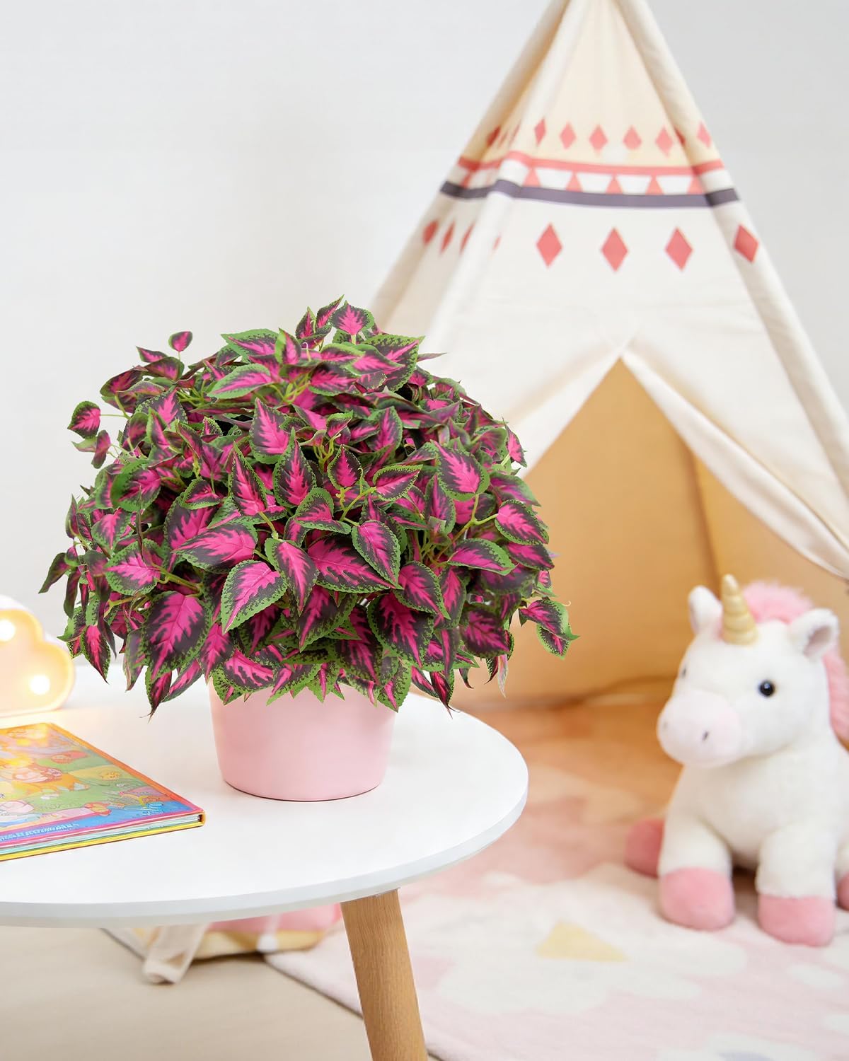 6 Pc Artificial Plants Outdoor, UV Resistant Artificial Outdoor Plants, Faux Coleus Plants with Stems, Fake Greenery Outdoor Plants for Porch Decor, Patio, Garden, Walkway & Outdoor Planters