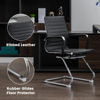 Office Guest Reception Chair Set of 4, Conference Room Chairs Waiting Room Chairs 4 Pack, Modern Leather Office Desk Chair No Wheels.（Black）