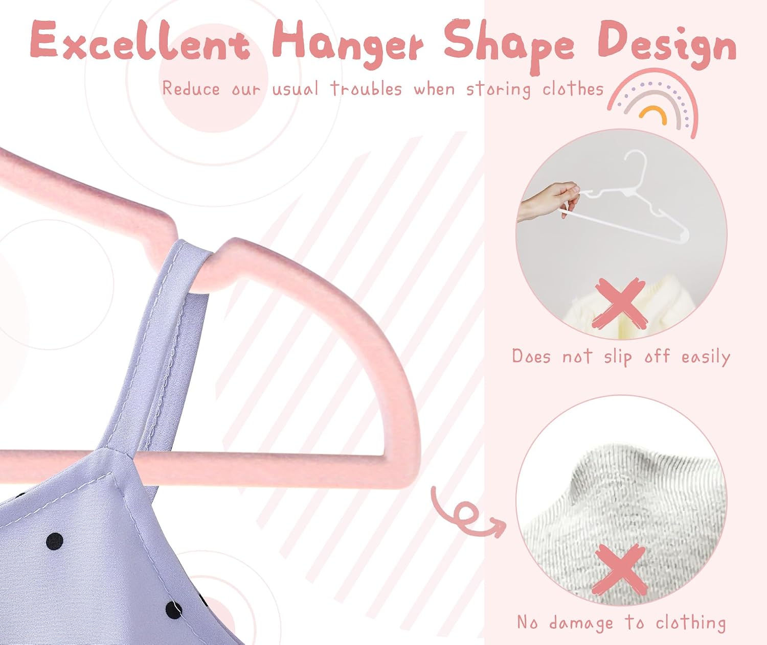 GOSCHE Baby Hangers 11 inch, Toddler Velvet Hnagers, Non-Slip for Baby and Children Clothes, Durable Ultra-Slim Space-Saving Closet Organizers, Pink, 30 Pack