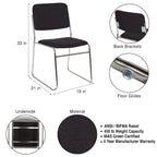 OEF Furnishings OEF8660/2 Commercial-Grade Fabric Padded Stack Chair (Black, 2-Pack)