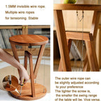 Floating Effect End Table, Solid Wood Tensegrity Side Table, Anti-Gravity Hanging Plant Rack, Modern Floating End Table, for Living Room & Bedroom (Natural, 11.8" L * 11.8" W * 17.5" H in, Wood)