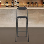1Pcs Folding Bar Stool with Backrest, 29.53" Tall Foldable Stool Chair Portable High Folding Leather Bar Chair for Kitchen Island Shop Cafe Dining Room Gardening, 275lb Load Capacity(Black)