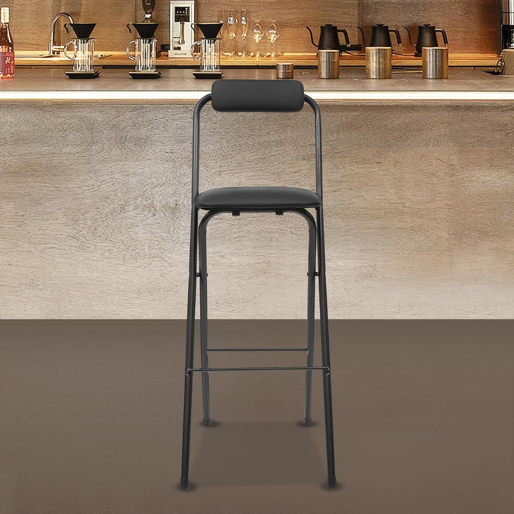 Folding Stool, Foldable Stool Chair, Portable Folding Stool, Tall Folding Chair, Foldable Bar Chair, for Kitchen, Shop, Cafe, Dining Room, Black