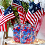 200PCS Patriotic Vase Filler Acrylic Fake Ice Rocks, Red White and Blue 4th of July Decorations for Centerpieces, Independence Day Table & Event Decor