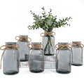 Vintage Glass Vases for Flowers, Set of 6 Grey Vases for Farmhouse Wedding Centerpiece Cylinder Bottle for Reception Table Decoration Home Decor Floral Arrangements